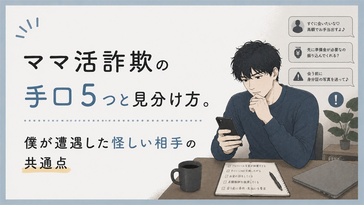ママ活詐欺の手口5つと見分け方。僕が遭遇した怪しい相手の共通点